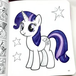 Twilight Sparkle from My Little Pony: Friendship is Magic, uncolored black and white page from a coloring book, manga line art