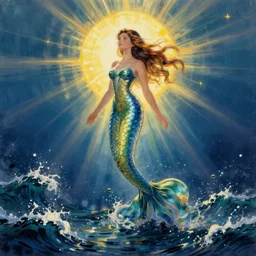 mermaid, waves by MCBESS, colour print