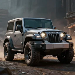 mahindra thar, an epic fantasy, dramatic lighting, cinematic, establishing shot, extremely high detail, photorealistic, cinematic lighting, artstation, by simon stalenhag, in the style of asphalt 9