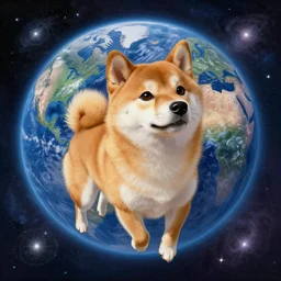 painted of a cute shiba inu, floating in space, the earth in the background, galaxy, fantasy intricate elegant extremely detailed digital painting trending artstation concept art sharp focus illustration art by gustave courbet greg rutkowski craig mullins