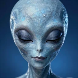 grey alien forehead closed eyes portrait _ only _ hajime _ sorayama _ peter _ palombi _ peter _ lloyd _ blue _ lighting _ soft _ lighting