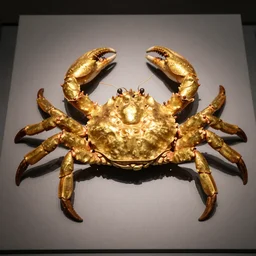 a museum photo of an old horseshoe crab golden idol