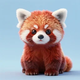 high quality 3 d render hyperrealist very cute pastel fluffy! red panda & tarsier hybrid eating giant ice cream full body, vray smooth, in the style of detective pikachu, charlie immer, very dramatic light, low angle, uhd 8 k, shallow depth or field