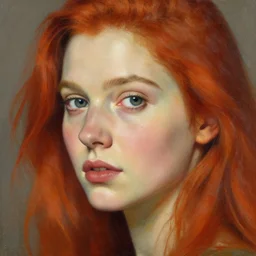beautiful redhead woman, painted by leonid afremov, closeup