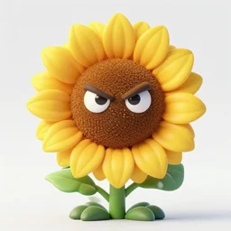 photograph of angry sunflower monster carnivorous