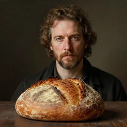beautiful portrait half steve buscemi artisan loaf of sourdough bread, art by anders zorn, wonderful masterpiece by greg rutkowski, beautiful cinematic light, american romanticism thomas lawrence, greg rutkowski