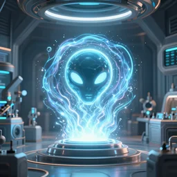 cyber ghost, energy aura, laboratory, alien base, scifi, mysterious, 4 k, ultra realistic, detailed, epic lighting, machines!!!!, futuristic building, high detail, masterpiece, trending on artstation
