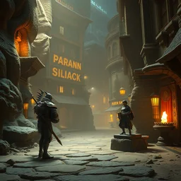 by beatriz bradaschii and danny ingrassia, visually stunning, cinematic, ultra realistic, hyper realism, 1 2 k, epic, octane render, unreal engine, vfx, maya, quicksand elemental : beaming sidekick, wee whelp : dragon egg, alley armorsmith : shieldmaiden, a statue of filet mignon : accordion city