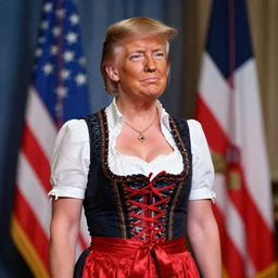 female Donald Trump in bavarian dress , 50mm photography, high quality, 4K