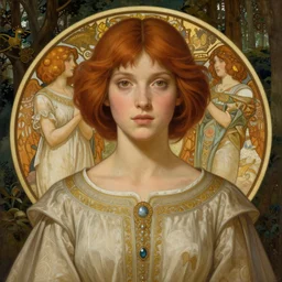 symmetry portrait of welsh brunette princess with short hair, mans tunic, forest background, intricate, elegant, highly detailed, digital painting, artstation, concept art, smooth, sharp focus, illustration, art by artgerm and greg rutkowski and fra angelico and alphons mucha