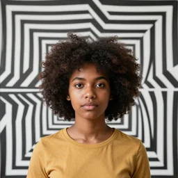 a black girl with an afro in a cognitive illusion