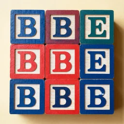Painted wooden alphabet letter blocks