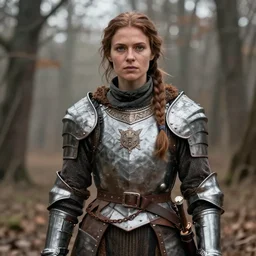 a rustic woman wearing medieval armor, by greg rutkowski, mandy jurgens