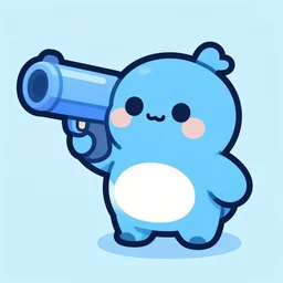 a cute chubby gun, stylized, digital art, blue scheme, mobile game, arstation