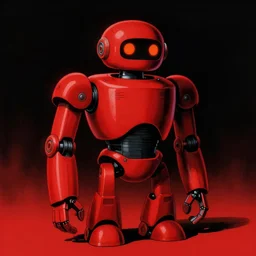 r. o. b. robot from nintendo in the style of beksinski, red, black, vibrant, chiaroscuro, high detail, perfect artwork, clean lines