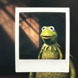 polaroid shot of kermit the frog in the movie the matrix