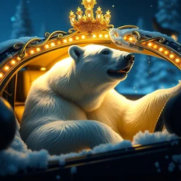 polar bear in car accident, volumetric lighting, ornate and intricate, by anton fadeev, 4 k