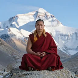 Shaggy as a monk meditating on the top of Mount Everest