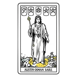 seven of pentacles tarot card by austin osman spare, low contrast