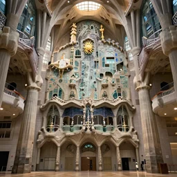 intricate architectural rendering of futuristic cathedral interior by antoni gaudi, studio ghibli, makoto shinkai, cinematic, art deco, award winning, masterpiece, cgarchitect, trending on archinect, archillect, 8 k