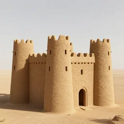 3 d render of a west african castle made of mud bricks