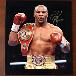 autographed picture of mike tyson as heavy weight champion of the world