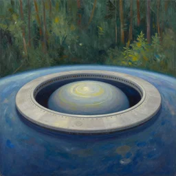 intergalactic stargate portal on a planet with a forest in the background by lawren harris and russell dongjun lu, style of umber