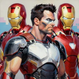 greg manchess portrait painting of armored punisher tony stark ironman as overwatch character, medium shot, asymmetrical, profile picture, organic painting, sunny day, matte painting, bold shapes, hard edges, street art, trending on artstation, by huang guangjian and gil elvgren and sachin teng