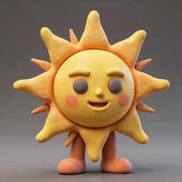 clay style 3 d render of abstract sun - headed character'sun head '!!'mason lindroth '!!!!!'hylics style '!!! multimedia, stylized, 3 d graphics, visible fingerprints, clay texture, texture!!! 4 k image