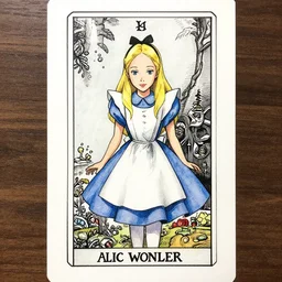portrait Alice in wonderland tarot card , pen and ink, intricate line drawings, by Yoshitaka Amano, Ruan Jia, Kentaro Miura, Artgerm, watercolor