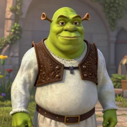 stephen hawking as shrek, cgi movie still,