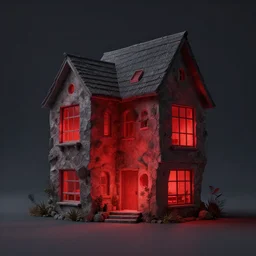 A beautiful architectural rendering of a trypophobia house with a mysterious red glow emitting from inside, by octane render and corona render, stunning, gorgeous, golden ratio, photorealistic, featured on artstation, 4k resolution