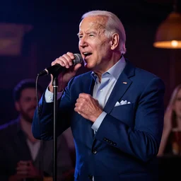 joe biden singing on karaoke in a club