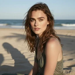 Keira Knightley on a sunny beach