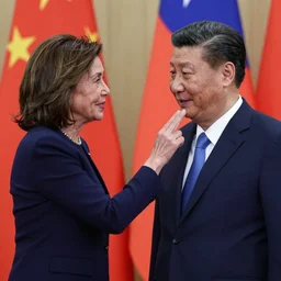 Nancy Pelosi dabbing on Xi Jinping in the capital of taiwan