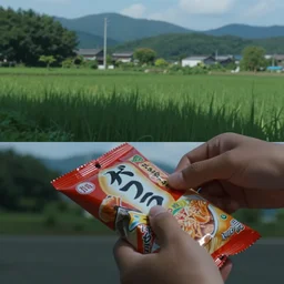 home video footage, i opened the japanese snacks package ; daylight, summer, color vhs picture quality