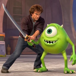 john goodman fighting mike wazowski with a katana
