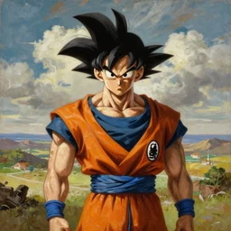 a oil painting of goku,, by rembrandt harmenszoon van rijn