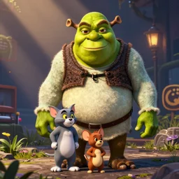 shrek as tom and jerry, gta v style,