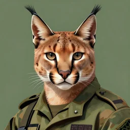 soldier with caracal head, digital art, trending on artstation