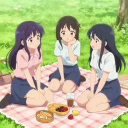 sussy baka girl anime besties having a picnic with the impostor