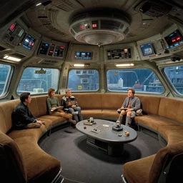cozy stareship quarters. interior design. ralph mcquarrie scenes. art by, keith parkinson, walter simonson, gerald brom, keith parkinson. wide angle r / cassettefuturism. cycles. r / retrobattlestations