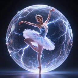 photography of a hyper realistic and highly detailed complex fantasy lightnings ballerina electrical energy printed in it. intricate, professional digital art, unreal engine 5 8 k rendering, stunning, artstation