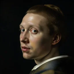 a man's face in profile, made of epoxy resin, in the style of the Dutch masters and Gregory Crewdson, dark and moody