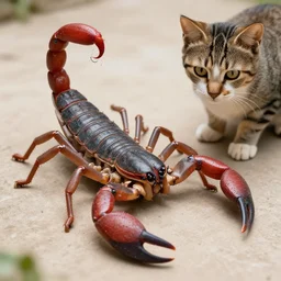 a scorpion - cat - hybrid. animal photography,