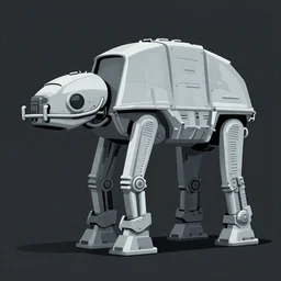 a fusion between the tarrasque and an AT-AT, flat grey color, comic book