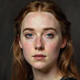 a true-to-life portrait of Saoirse Ronan painted by John Everett Millais, real-life accurate face