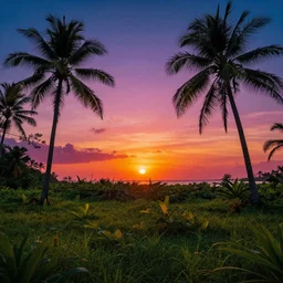 psychedelic landscape of a tropical sunset