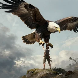 portrait man mounting giant eagle bird by greg rutkowski, fantasy
