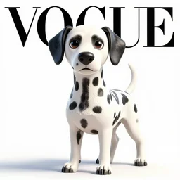 vogue photoshoot octane render of dalmatian dog with white background, focus bright, very short depth of field, bokeh